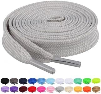 Booyckiy 2 Pairs 2/5" Flat Sneaker Shoe Laces 26 Colors Shoe laces in 27"-72", Gray(2 Pairs), 48inch (122cm)
