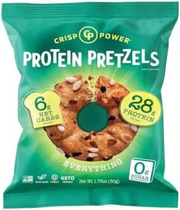 Crisp Power High Protein Pretzel Crisps - 6 Pack x 1.75 oz Crunchy & Flavorful Plant-Based Snack. No Sugar, 28g Protein Per Pack in 3 Savory Flavors, Vegan, Keto Friendly, Non-GMO, Kosher Non-Dairy
