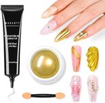 Makartt 3D Nail Gel with Gold Chrome Nail Powder Kit, Clear Molding Gel for Nail Art, 15g Sculpting Glue Polish and Metallic Effect Mirror Powder Set for Nail Decoration Manicure Charms