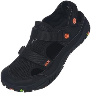 Barefoot Water Shoes for Women Men Quick Dry Slip-On Sports Hiking Sandals with Arch Support for Outdoor Aqua Swim Beach Kayaking Boating Surfing Walking Wide Toe Box,Black,44,US 11.5 Women/10 Men