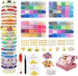 BraceArt Clay Bead Bracelet Making Kit with Numbers 14,000 PCs - 6mm 96 Colors, 4 Boxes - DIY Jewelry Making Kit for Friendship, Kit Bracelet Heishi Beads, Craft Supplies & Polymer Clay Beads