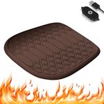 Heated Seat Cushion, Heated Seat Covers, USB Heated Seat Cushion For Long Sitting, Silicone Non-Slip Down Butt Pillow, Winter Seat Warmer For Car, Chair, Wheelchair (Brown)