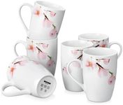 VEWEET Large Coffee Mugs Set of 6, 16 OZ Coffee Cups Set with Handle, Floral Mug Sets Ceramic Cup Set for Kitchen, Microwave& Dishwasher Safe, Series ANNIE