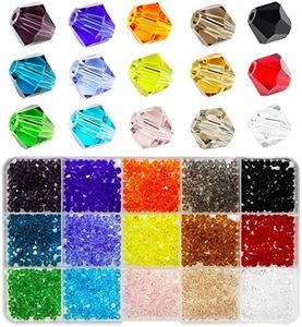 Wholesale 4mm Bicone Faceted Crystal Glass Beads for Jewelry Making, DIY Craft Beads for Necklace 15 Colors Mix Lot in Box (Total 1500pcs)