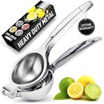 Zulay Kitchen Handheld Lemon Squeezer - Heavy Duty Citrus Juicer & Lemon Juicer Hand Press With Curved Handle - Manual Lemon Lime Squeezer & Metal Citrus Squeezer For Extracting Juices (Chrome)