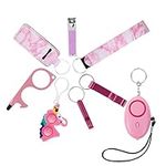 Ainiv Self Defense Keychain Set for Women, Personal Alarm for Women, Security Alarms Keychain with 140DB LOUD Safety Alarm with Whistle for Girls, Kids, Elderly, Night Walkers, Pink