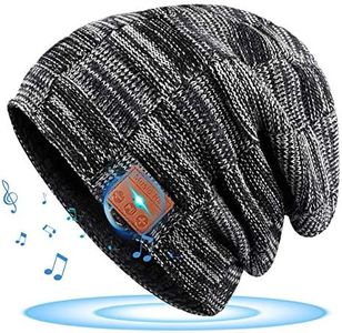 HIGHEVER Bluetooth Hat - Stocking Stuffers Gifts for Men Women Rechargeable Unisex Beanie, Removable Wireless Earphone Hat Grey