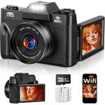4K 75MP Digital Camera with WiFi, 3" 180° Flip Screen, 16X Digital Zoom Autofocus Vlogging Camera for YouTube, Compact Camera with 32GB SD Card & 2x1500mAh Batteries for Travel & Beginners