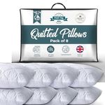 Posh Tag Quilted Pillows 48cm x 74cm Pack of 8 Hotel Pillows Non Allergenic Soft Pillows For Sleeping, Hypoallergenic, Back and Down Support Alternative, Bed Pillows Hollow Fiber Filled Pillows