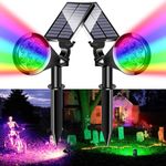 MEIHONG Solar Halloween Spot Lights Outdoor, Colored Waterproof Solar Outdoor Lights, Color Changing Landscape Spotlights, Dusk-to-Dawn Adjustable 2-in-1 Solar Wall Lights for Tree, Garden