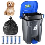 Dorakitten Dog Poo Bin with Lid - 20L Sturdy Dog Waste Bin for Garden with Removable Inner Container and 150 Waste Bags for Dog Care