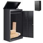 Package Delivery Boxes for Outside, Extra Large Black Parcel Drop Box with Coded Lock, Made of Steel Mailbox with Waterproof Anti-Theft Function, Not Easy Deformed for Home, Porch, Business, Curbside
