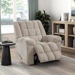 Lexicon Chenille Rocker Reclining Chair for Adults, Rocker Pull Handle Recliner, Nursery Chair for Living Room/Bedroom, High Back, Pillow Top Arms, High Density Foam Cushions, Light Brown