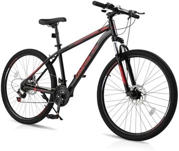 Ktaxon Mountain Bike 27.5 Inch Men & Women Mountain Bike 21-Speed Adult Bikes, Double Disc Brake, Suspension Fork, High Carbon Steel Frame (Black)