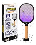 Weird Wolf 2 in 1 Rechargeable Mosquito Killer Racket with UV Light & Base Stand | Electric Fly Swatter with Auto & Manual Mode | Type-C USB Charging | 1200 mAh Lithium Battery | 6 Month Warranty