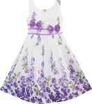 Sunny Fashion Girls Dress Rose Flower Double Bow Tie Party Kids Sundress , Purple, 7-8 Years