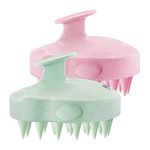 HEETA Scalp Massager 2 Pack for Hair Growth, Soft Silicone Bristles, Scalp Scrubber for Hair Care Relax Scalp, Shampoo Brush for Wet Dry Hair, Wheat Straw, Pink & Green