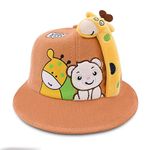 VRITRAZ Breathable Polyester Cloth Kids Brown Zoo Hat for Boys and Girls, Summer Sun Protection, 3 to 10 Years Kids Hat (Color-Brown)