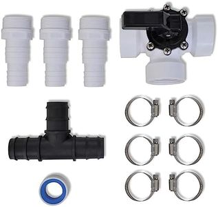 vidaXL Bypass Kit for Pool Solar Heater - Multiple Solar Heater Connective Accessory with 3-Way Valve, T-Connector, Steel Clamps, Tube Couplings