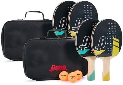 Penn 4-Player Table Tennis Paddle Set - Includes Four 5.0 Paddles, Six 3-Star ping Pong Balls, and Two Storage Pouches