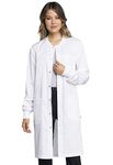 Cherokee Professional Lab Coat for Men and Women Modern fit Snap Front Closure with Single Chest Pocket Plus Size WW350AB, 2XL, White