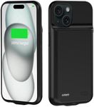 TAYUZH 7000mAh Battery Case for iPhone 15 (6.1 inch) Upgraded Slim Portable Protective Charger Case Rechargeable Extended Battery Charging Case Compatible with iPhone 15 Black