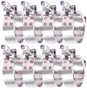 Hilitchi 8Pcs Stainless Steel T-Bolt Clamps with Rounded Band Edges Heavy Duty Turbo Intake Intercooler Clamp (38-43MM) for 1 3/16 Inch