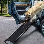 PaWz Dog Ramp Pet Car SUV Travel Stair Step Foldable Portable Lightweight Ladder, Folding Dog Ramp for Car, Portable Lightweight Dog and Cat Ramp,90kg Load,Reflective Strip,157.5cm x 40cm x 8cm,Black