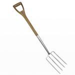 Garden Pitch Fork, 4-Tine Stainless Steel Spading Fork, 43.9'' Digging Fork with Good Leverage for Easy Digging Out Weed, Ergonomic D Handle Garden Fork for Composting, Digging Potatoes Loosening Soil