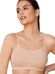 NYKD Women's Cotton Wire Free Casual Bralette T-Shirt Bra Bra, NYB165, Sand, L, 1N