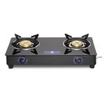 Stuffa LPG Gas Stove 2 Burner Glass Top Black Body Royal with BIS Certified Doorstep Warranty 1 Years (Black)