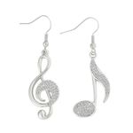 Music Note Earrings for Women Crystal Treble Clef Earrings Asymmetry Treble Clef Music Note Studs Funny Jewelry Gifts for Girls Teen