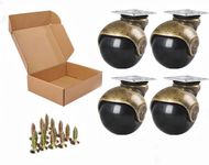 Anyke 1.5" Ball Caster Small Caster Wheels for Sofa Furniture,Bench & Ottoman Using for Hardwood Floor (Antique Gold,Pack of 4)