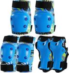 Inkidio Knee Pads Elbow Pads Wrist Guards 6 in 1 Protective Gear Set for Skateboarding Scooter Inline Roller Skating BMX etc (Medium, Blue)