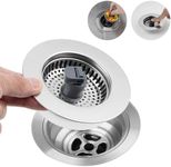 Hibbent 3 in 1 Kitchen Sink Drain Strainer, Stainless Steel Wrapped Shell Drain Stopper Combo, Pop Up Sink Stopper, Stainless Steel Anti-Clogging Basket Strainer for US Standard 3-1/2" Drain