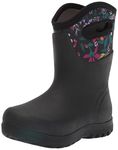 BOGS Womens Neo-Classic Mid Waterproof Boot Rain, Carton Flower Print-Black, 4 UK