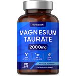 Magnesium Taurate Supplement 2000mg | Enhanced Absorption | 90 Vegan Capsules | for Men & Women | by Horbaach