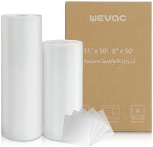 Vacuum Sealer Bags 8x50, 11x50 Rolls 2 pack for Food Saver, Seal a Meal, Gamesaver, Weston. Commercial Grade, BPA Free, Heavy Duty, Puncture Prevention, Great for vac storage, Meal Prep or Sous Vide