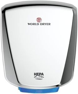 World Dryer Q-972A VERDEdri Commericial Hi-Speed Quick-Dry Surface-Mounted ADA Compliant Hand Dryer, Stainless Steel Cover Polished, Universal Voltage 110-240V