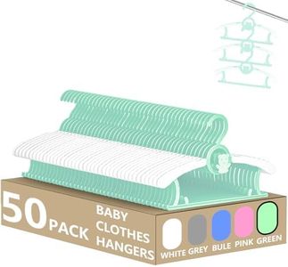 HGYZE Kid Hangers for Closet 50pcs, Green Infant Clothes Hanger 11-14" Adjustable Plastic Baby Coat Hangers with Bear Hook, Non-Slip Children Outfit Hangers for Boy Toddler Newborn Teen Clothing