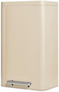 Caraway 45L Rectangular Step Trash Can - 13 Gallon Stainless Steel Trash Can with Quiet Close Lid and Fingerprint-Resistant Finish - Cream