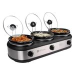 TRU Triple Buffet Server, Three 2-1/2-Quart Removable Inserts Black and Silver