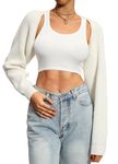 Navneet Women Knit Shrugs Long Sleeve Bolero Cardigans Cropped Arm Sleeves Shawl Shrug Sweater Going Out White S