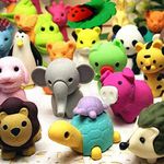 Manwetye 40 PCS Japanese Animal Erasers-Bulk Puzzle Erasers for Classroom Rewards,Party Favors and Games Prizes,Carnivals Gift and School Supplies(Random Designs)