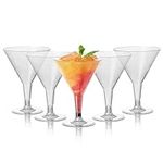 MATANA 48 Premium Plastic Martini Cocktail Glasses with Silver Glitter (210ml) - Elegant & Reusable - Manhattan, Margarita, Cosmopolitan, Desserts - Weddings, Birthdays, Parties