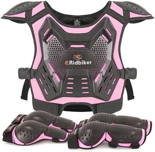 Kids Dirt Bike Gear Motocross Chest Protector Motorcycle Protective Gear Armor Vest Knee Guards Elbow Pads Dirt Bike Riding Gear for Baby Biker ATV (Pink)