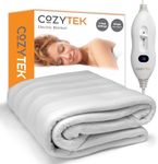 Cozytek Single Electric Blanket 135 x 65cm, Soft Polyester Electric Blanket Fitted Underblanket Mattress Cover, 3x Heat Settings, 1x Controller and Machine Washable Heated Blanket