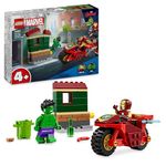 LEGO Marvel Iron Man with Bike and The Hulk, Super Hero Building Toy for Kids, Collectible Playset with Vehicle and Minifigures, Gift for Boys and Girls Aged 4 and Over 76287