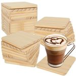 MIVIDE 30PCS Wood Coasters, 10cm Blank Wooden Coasters Bulk, Wooden Squares, Unfinished Wooden Coaster for Drinks, Crafts, Engraving, DIY Painting