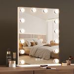 Hansong Hollywood Mirror With Lights Makeup Mirror with 14 Dimmable LED Bulbs and 3 Light Colors Lighted Hollywood Vanity Mirror Tabletop and Wall Mounted